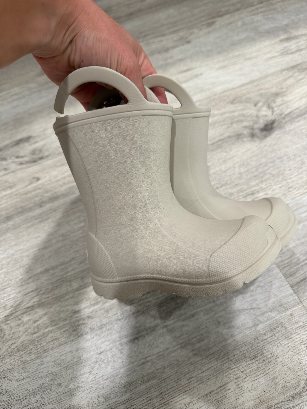 BearPaw Cream Kids Waterproof Pull-On Rain Boots